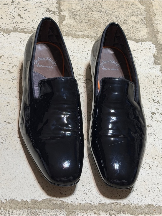 Santoni Other - Santoni Mens Black Patent Leather Loafers Shoes Shinny Black Size D 12
